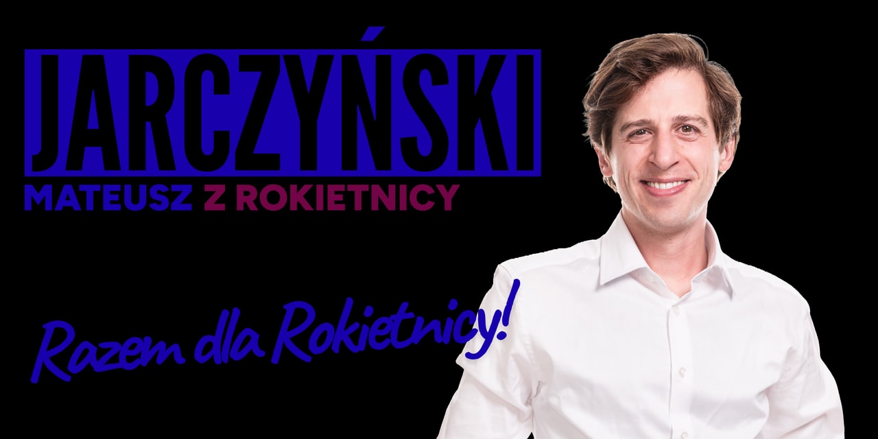 Grafika promujaca Mateusza Jarczyńskiego kandydata na Wójta Rokietnicy